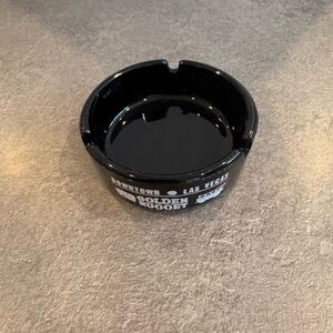 Vintage black glass ashtray from Golden Nugget Gambling Hall Downtown Las Vegas